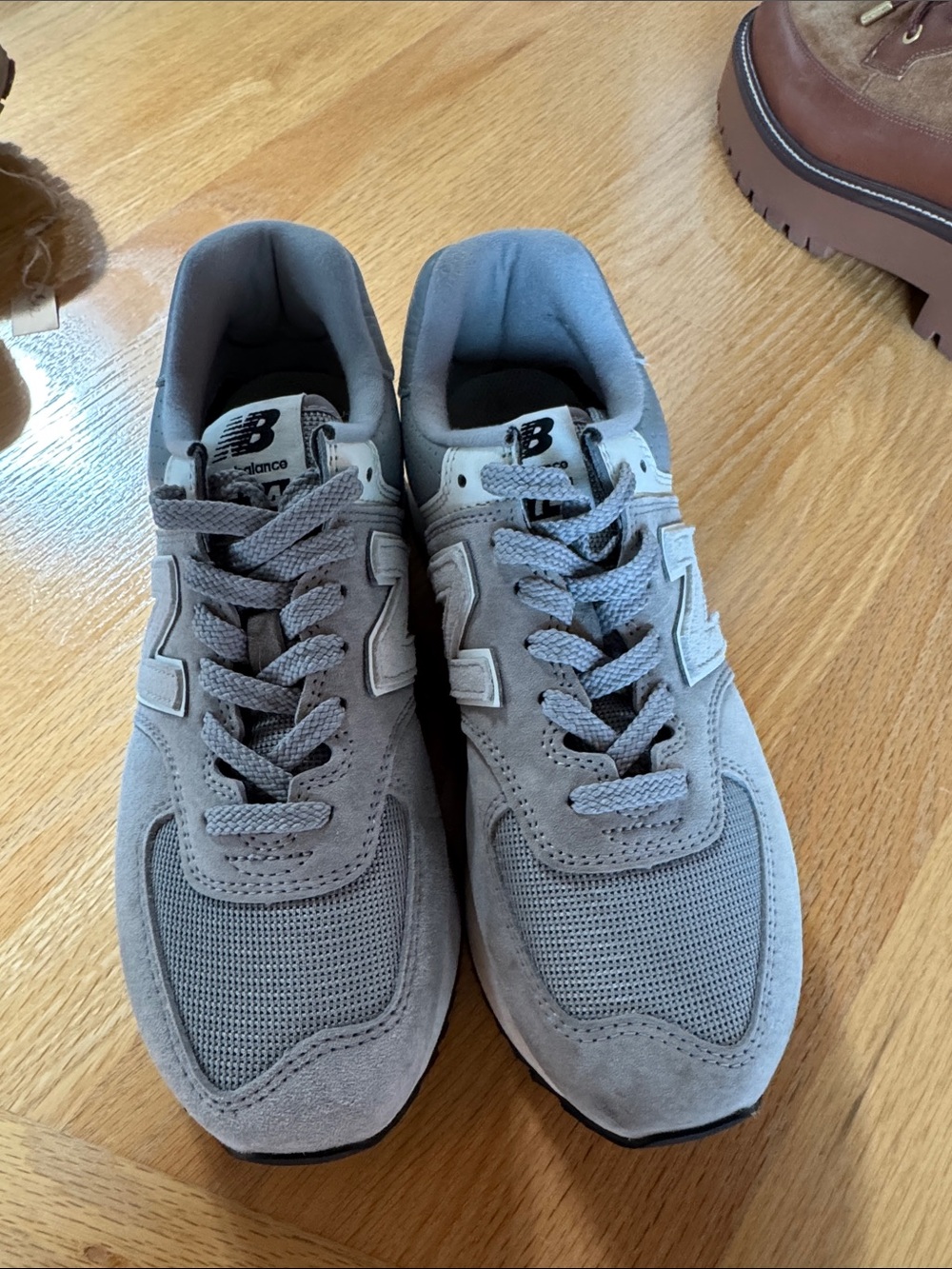 New Balance Men's Light Grey Suede & Mesh Sneakers